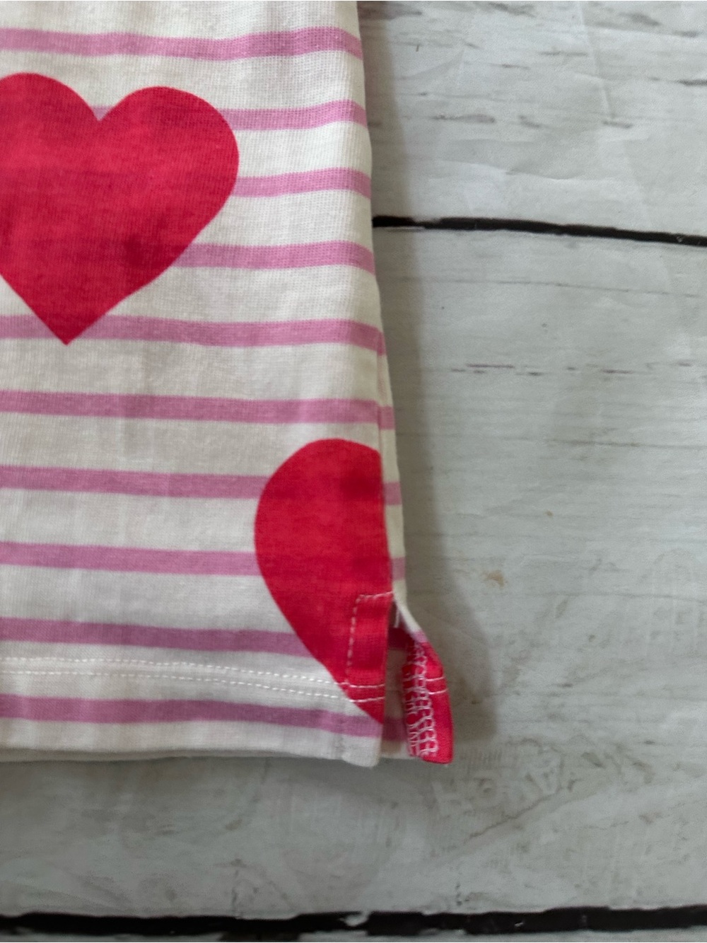 Mini Boden Pink and Red Heart Stripe Long Sleeve Dress size 7-8 Valentine - Picture 3 of 11